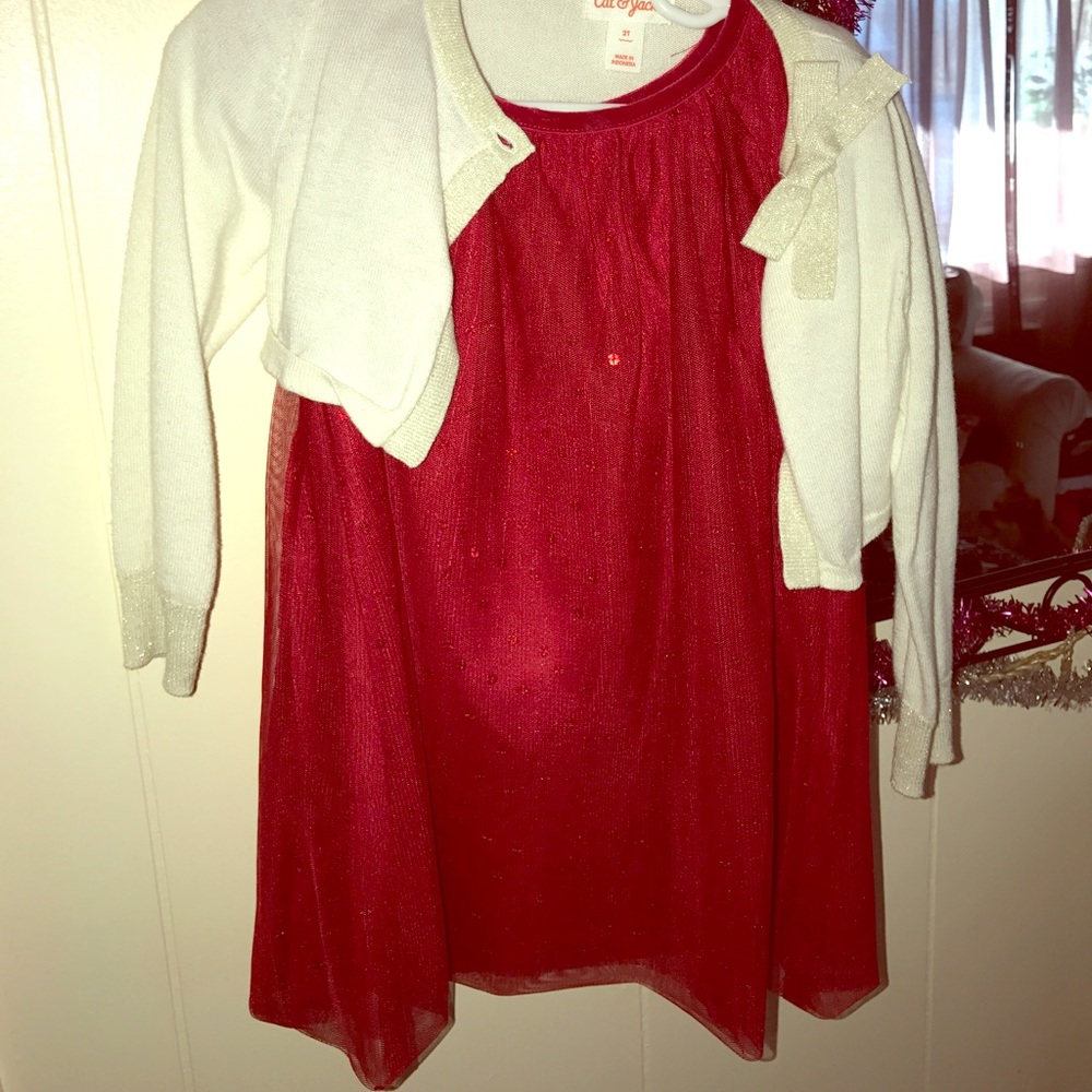 Cat and jacket red Glittery dress w/sweater